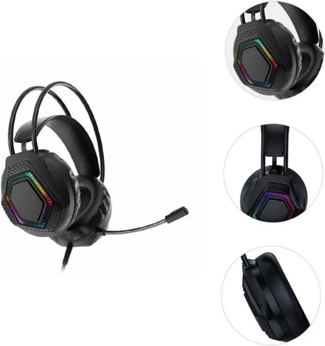 Alt view image 7 of 7 - PC Headphones Wired Headphone Wired Earphones Computer Headset Computer Gaming Headset Wired Headset Home Headset Computer Gaming Headphone Over-Ear Headset Stereo Eat Chicken