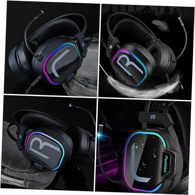 Alt view image 6 of 7 - Wireless Gaming Headset Headset Headset Wired Noise Cancelling Headphones Black Headphones Cord Headphones Laptop Headphone Single Sided Computer Headphone Earbuds Light