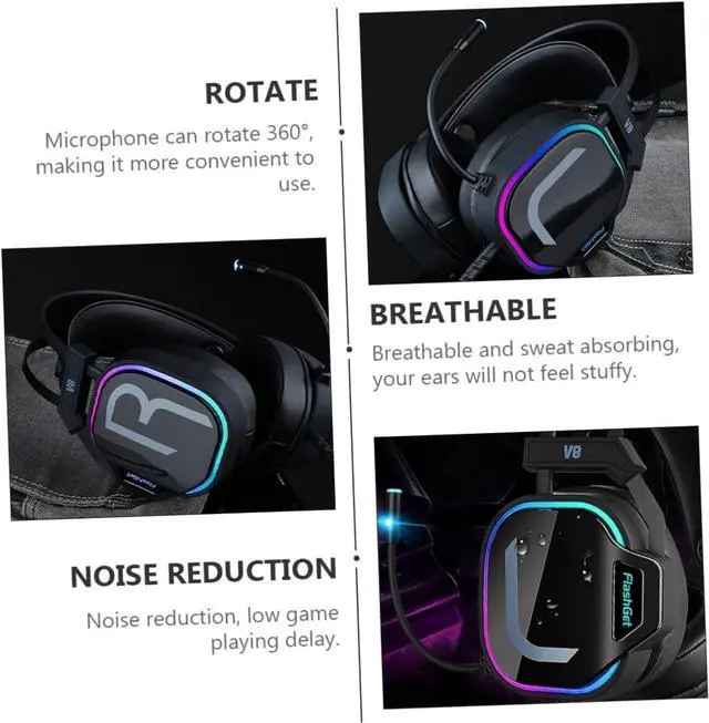 Alt view image 5 of 7 - Wireless Gaming Headset Headset Headset Wired Noise Cancelling Headphones Black Headphones Cord Headphones Laptop Headphone Single Sided Computer Headphone Earbuds Light