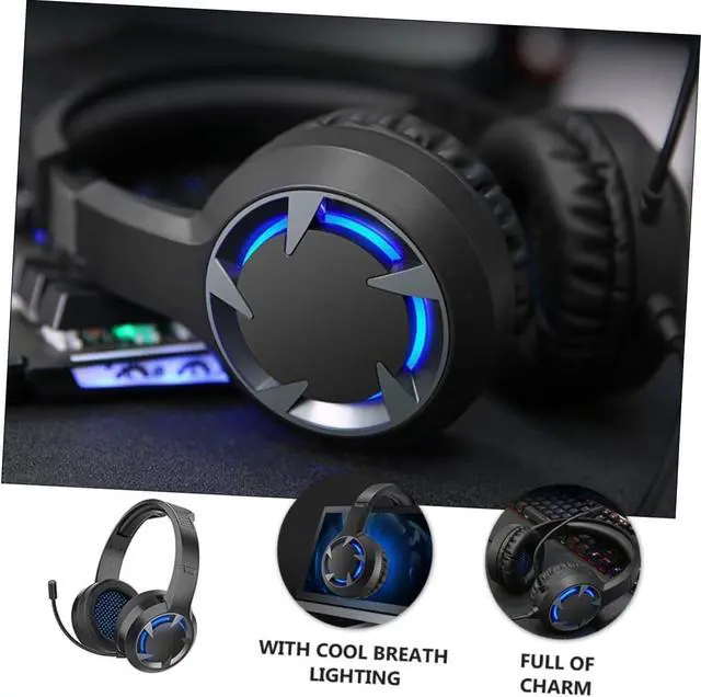 Alt view image 4 of 7 - Wired USB Earphone abs Surround Headset Laptop Travel in-Ear LED Microphone Gaming Headset Ear Pad Headphone Shine LED Gaming Headphone Ear Stereo with Wheat