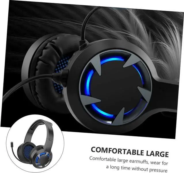 Alt view image 7 of 7 - Wired USB Earphone abs Surround Headset Laptop Travel in-Ear LED Microphone Gaming Headset Ear Pad Headphone Shine LED Gaming Headphone Ear Stereo with Wheat