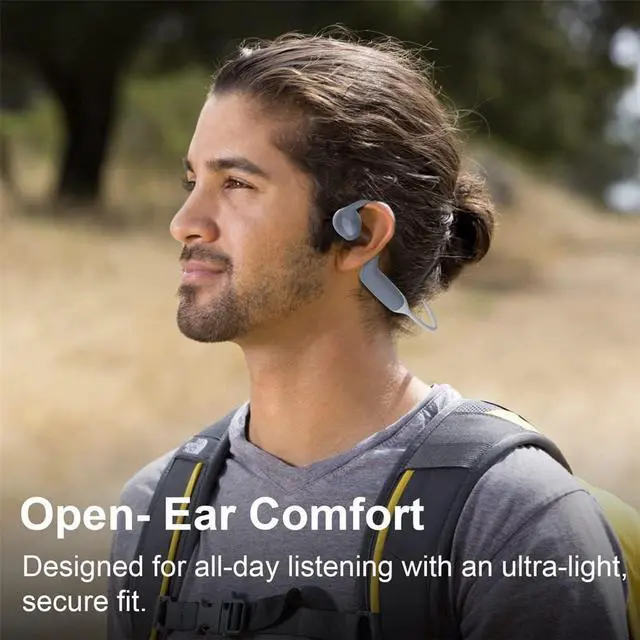 Alt view image 2 of 7 - Stereo Inductivv Bone Conduction Earphones, Lightweight Wireless Open Ear Headphones, Wireless Bluethooth 5.2 and HD Sound, for Running Cycling Driving Travel,Blue