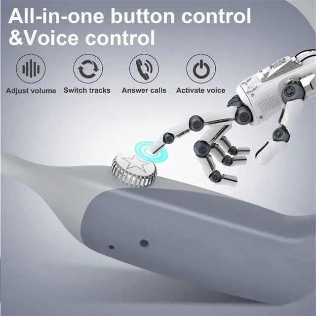 Alt view image 5 of 7 - Stereo Inductivv Bone Conduction Earphones, Lightweight Wireless Open Ear Headphones, Wireless Bluethooth 5.2 and HD Sound, for Running Cycling Driving Travel,Blue