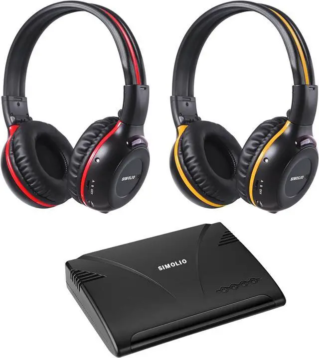 Main image of SIMOLIO 2 Pack Wireless IR Headphones with 2 Channels IR Transmitter for Home TV, PC and Car DVD, Universal Car Headphones for Kids, Rear seat Passengers
