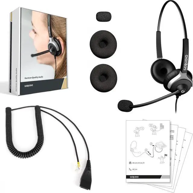 Alt view image 6 of 7 - Wired Headset for GX3+ GX5+ Phone - Including RJ Cable, Replacement Ear Pads, Microphone Cover - Replaceable Cable - Lightweight (Duo)