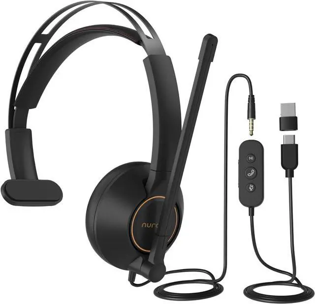 Main image of Wired Headset, Dual-Ear (Stereo) Headphones with Noise Canceling Microphone, On Ear Computer Headset with in-line Control, USB/Type-C, PC Headset for Home Office Online Class Skype Zoom