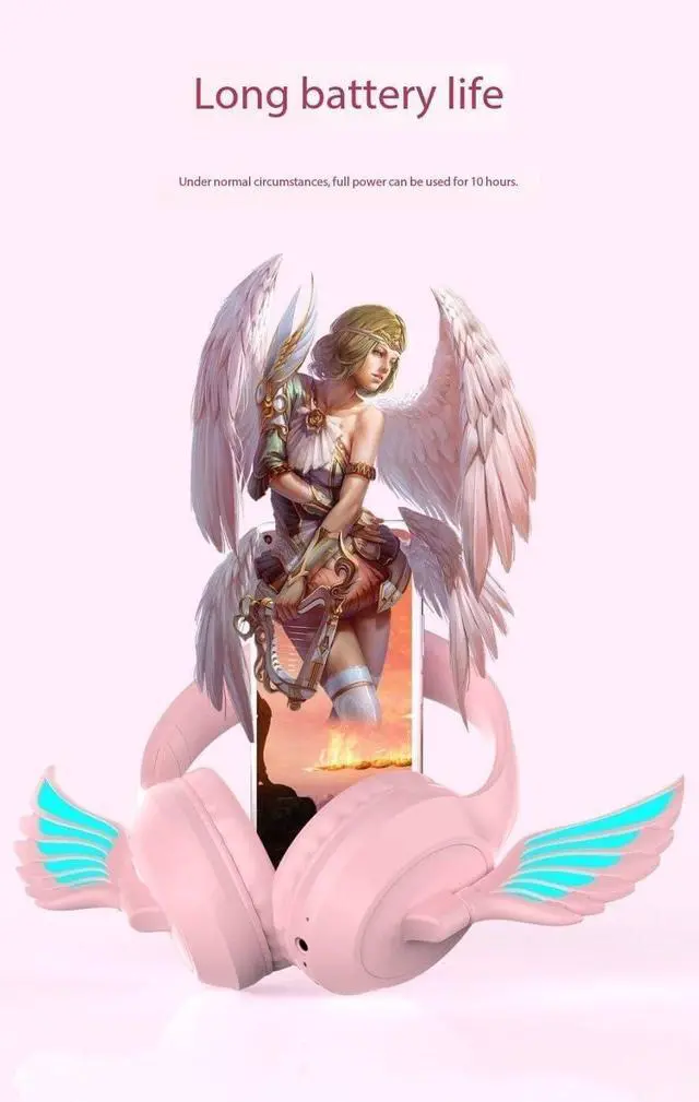 Alt view image 5 of 7 - Lightweight Folding Portable Headphones New Head-Mounted Foldable Bluetooth Headset, high Appearance, Long Battery Life, Heavy bass Headset, Colorful LED(Pink)