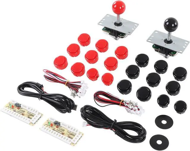 Alt view image 6 of 7 - 2 Player LED DIY Kit , Removable Ball DIY Joystick Dust Proof Washer Red and Black for Leisure