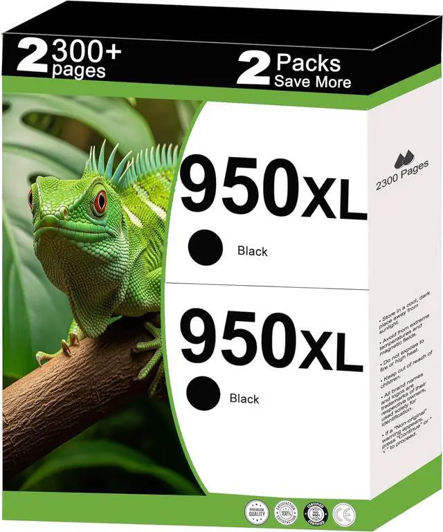 Main image of 950XL Ink Cartridges Replacement for HP 950 XL Compatible for HP950 HP950XL Work with OfficeJet Pro 8600, 8610, 8615, 8620, 8625, 8630, 8640 8660 8100 8110 Printer with V19.1.1 Chip (2-Pack, Black)