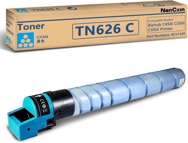 Main image of TN626 TN-626 Toner Cartridge Replacement for Konica TN626C TN628C Cyan Toner (ACV1430) High Yield 28,000 Pages for Bizhub C650i C550i C450i Printer