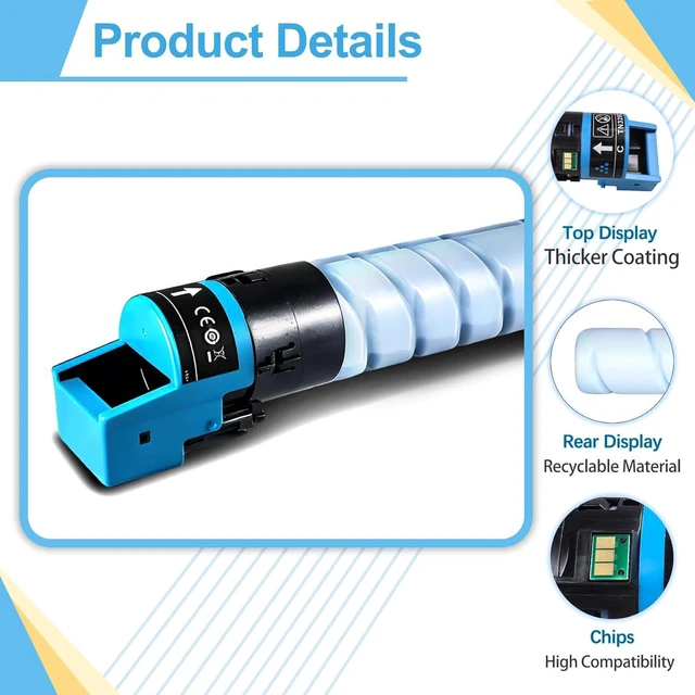 Alt view image 5 of 7 - TN626 TN-626 Toner Cartridge Replacement for Konica TN626C TN628C Cyan Toner (ACV1430) High Yield 28,000 Pages for Bizhub C650i C550i C450i Printer