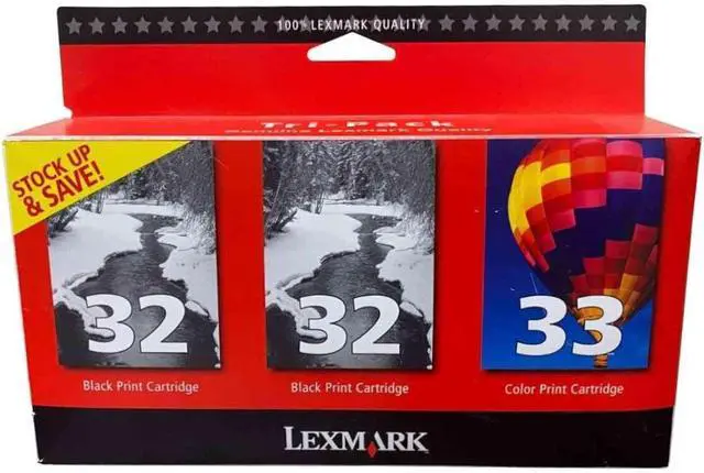 Main image of Lexmark 32/32/33 18C1517 Black/Black/Color Ink Cartridge, Tri-Pack
