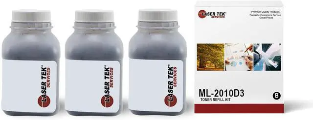 Main image of Laser Tek Services Compatible Toner Refill Kit Replacement for Samsung ML2010 ML-2010D3 Works with Samsung ML-2010 2010D3 2010P Printers (Black, 3 Pack) - 3,000 Pages