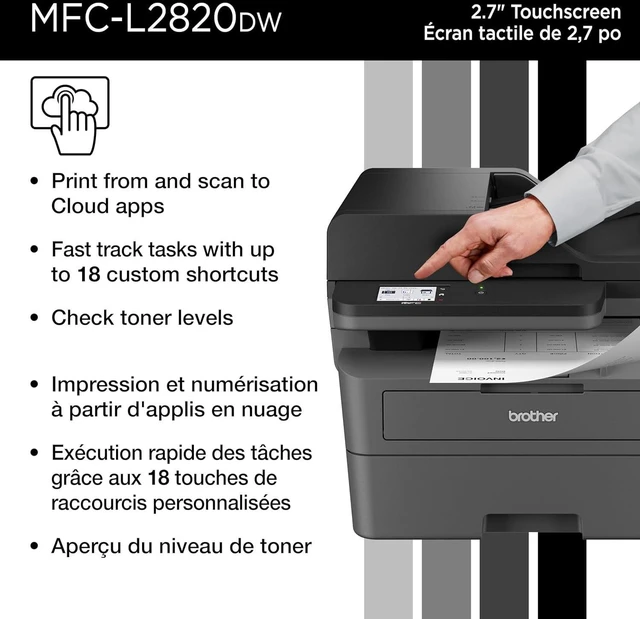 Alt view image 6 of 7 - Brother MFC-L2820DW Wireless Compact Monochrome All-in-One Laser Printer with Copy, Scan and Fax, Duplex, Black & White | Includes Refresh Subscription Trial(1), Works with Alexa