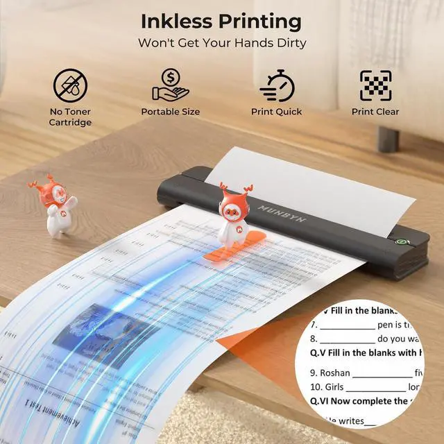 Alt view image 3 of 7 - MUNBYN Portable Printers Wireless for Travel ITP02, Portable Printer Bluetooth, Support 8.5" x 11" & A4 Thermal Paper, Compatible with Android, iOS & Laptop, Small Printer for Travel and Office, Black