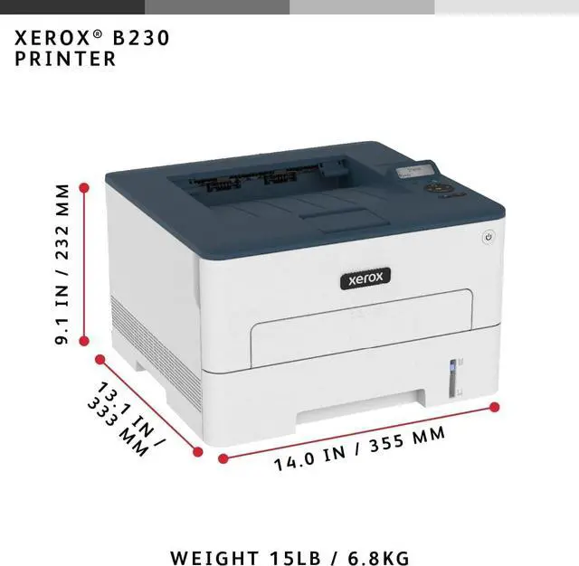 Alt view image 2 of 7 - Xerox B230 Printer, Black and White_Blue Laser, Wireless, Compact