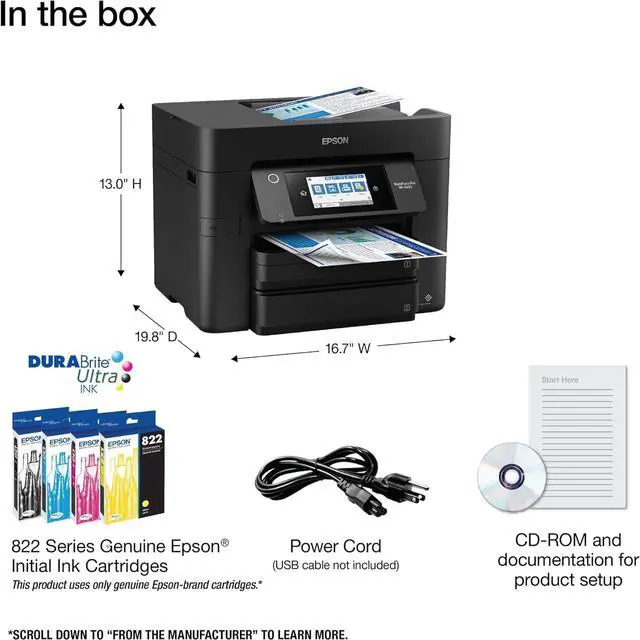 Alt view image 5 of 7 - Epson Workforce Pro WF-4830 Wireless All-in-One Printer with Auto 2-Sided Print, Copy, Scan and Fax, 50-Page ADF, 500-sheet Paper Capacity, and 4.3" Color Touchscreen, Works with Alexa, Black, Large