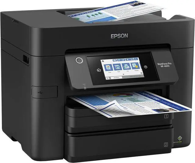 Alt view image 6 of 7 - Epson Workforce Pro WF-4830 Wireless All-in-One Printer with Auto 2-Sided Print, Copy, Scan and Fax, 50-Page ADF, 500-sheet Paper Capacity, and 4.3" Color Touchscreen, Works with Alexa, Black, Large