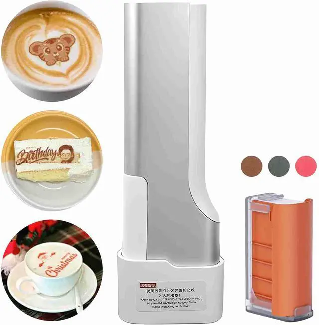 Main image of Edible Food Printer with 300psi Printing Accuracy, Handheld Design, WiFi Connectivity, Convenience, and Portability for Coffee, Cake, and Edible Tattoos (Black)