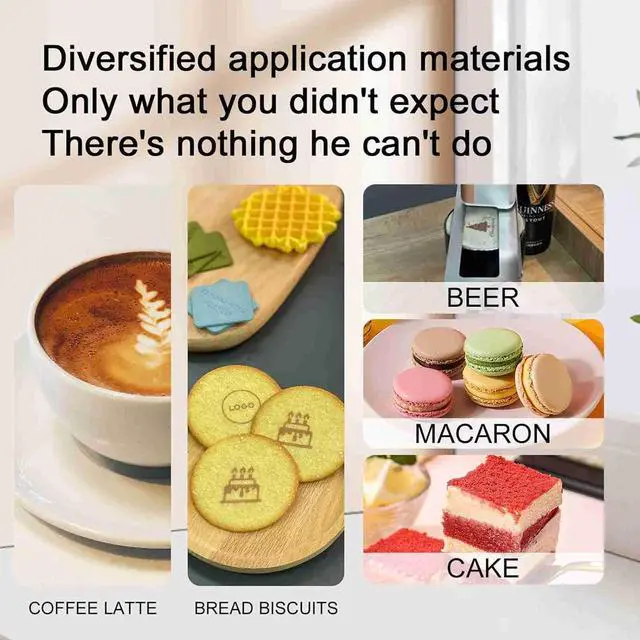 Alt view image 4 of 7 - Edible Food Printer with 300psi Printing Accuracy, Handheld Design, WiFi Connectivity, Convenience, and Portability for Coffee, Cake, and Edible Tattoos (Black)