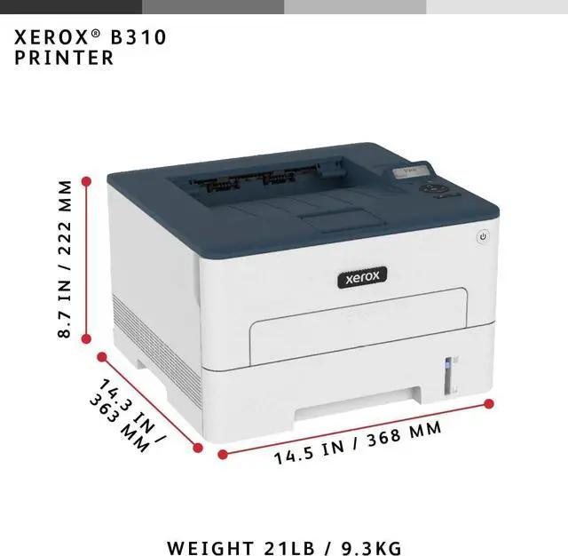 Alt view image 2 of 7 - Xerox B310 Printer, Black and White_Blue Laser, Wireless, Compact
