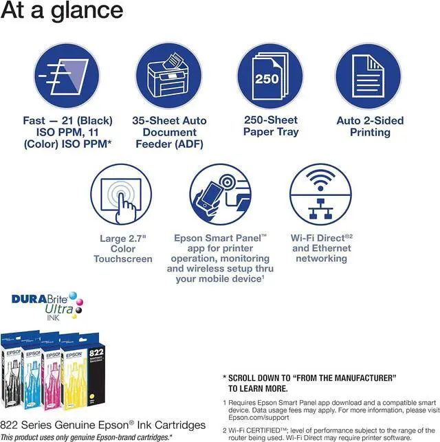 Alt view image 3 of 6 - Epson Workforce Pro WF-3823 Wireless All-in-One Printer with Auto 2-Sided Printing, 35-Page ADF, 250-Sheet Paper Tray and 2.7" Color Touchscreen, Black