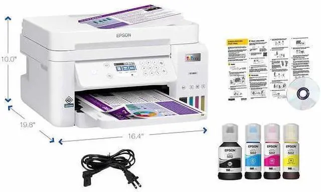 Alt view image 3 of 5 - Epson EcoTank Wireless Color All-in-One Cartridge-Free ET-3850 Supertank Inkjet Printer for Home Office, Scanner, Copier, ADF and Ethernet, Mobile Printing, with Bonus Black Ink Bottle & USB Cable