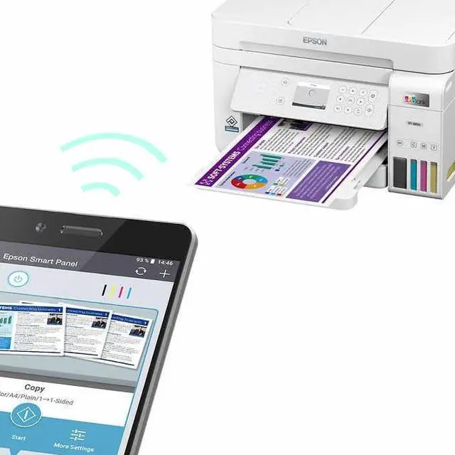 Alt view image 2 of 5 - Epson EcoTank Wireless Color All-in-One Cartridge-Free ET-3850 Supertank Inkjet Printer for Home Office, Scanner, Copier, ADF and Ethernet, Mobile Printing, with Bonus Black Ink Bottle & USB Cable