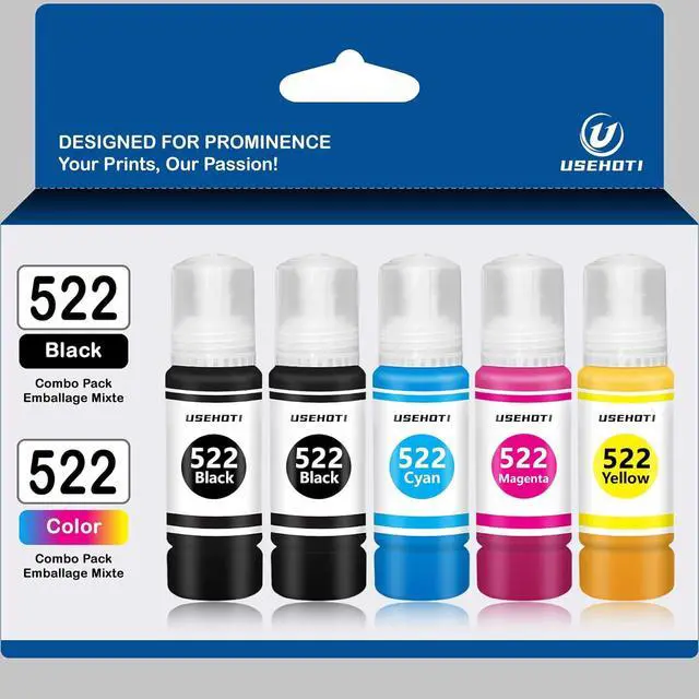 Main image of 522 Ink Refill Bottles Replacement for Epson 522 Ink (Not Sublimation Ink), Work with ET-2720 ET-2803 ET-2800 ET-4800 EP 4700 ET-2400 Printer (2 Black, 1C 1M 1Y, 5 Bottles)