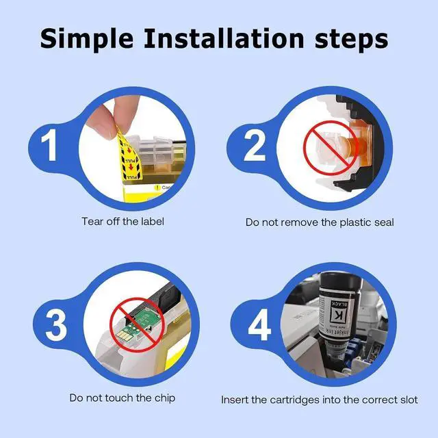 Alt view image 7 of 7 - 522 Ink Refill Bottles Replacement for Epson 522 Ink (Not Sublimation Ink), Work with ET-2720 ET-2803 ET-2800 ET-4800 EP 4700 ET-2400 Printer (2 Black, 1C 1M 1Y, 5 Bottles)