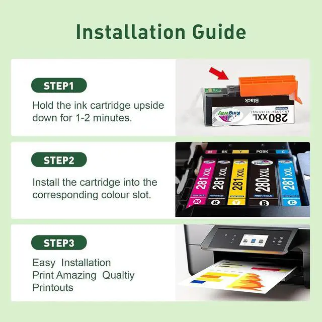 Alt view image 4 of 7 - KINGWAY 280 281 Ink Cartridges XXL Replacement for Canon 280 and 281 Ink Cartridges Compatible with Canon Pixma TR8620a TR8620 TR8520 TS9521C ts6320 Printer