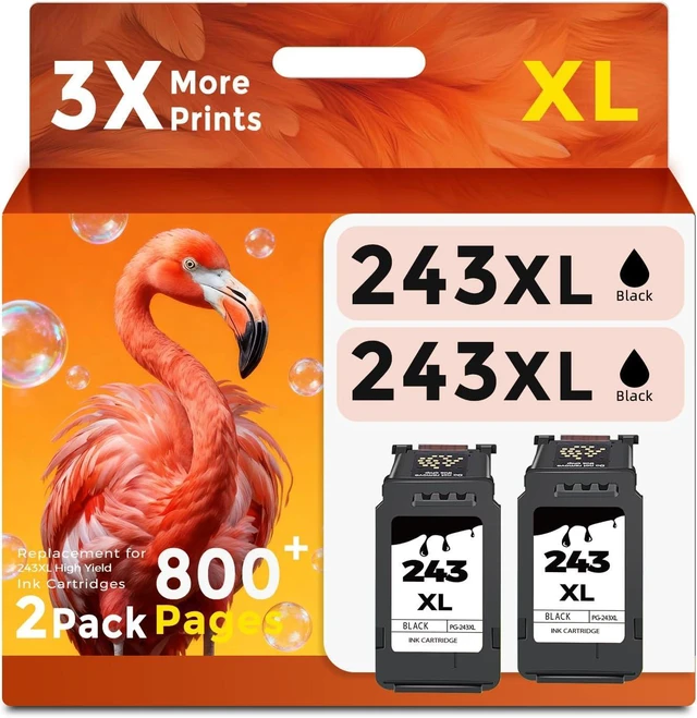 Main image of Ubinki 243 Black Ink Cartridge Replacement for Canon PG-243 XL 243xl PG243 to MG2522 MG2922 TR4520 TR4522 TS3322 TS3122 TS202 MX490 MX492 Printers (Black, 2-Pack)