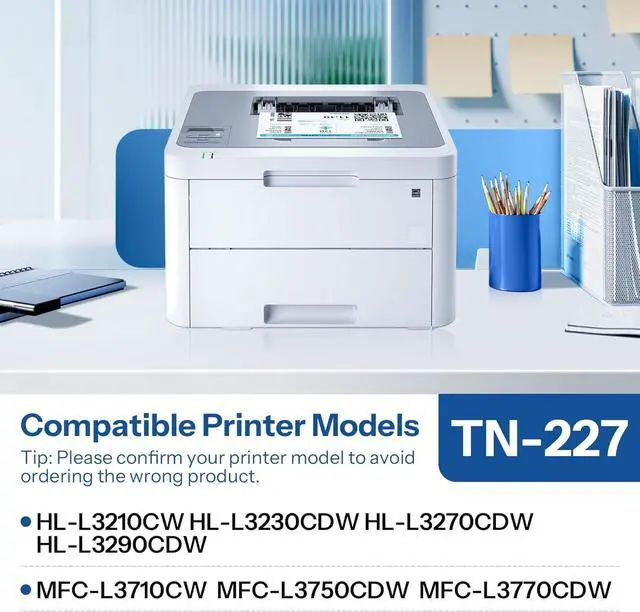 Alt view image 2 of 6 - TN227 TN227BK High Yield Toner Cartridge Black Replacement for Brother TN227BK TN-227BK HL-L3270CDW MFC-L3770CDW HL-L3290CDW MFC-L3750CDW HL-L3210CW Printer, TN227 1PK