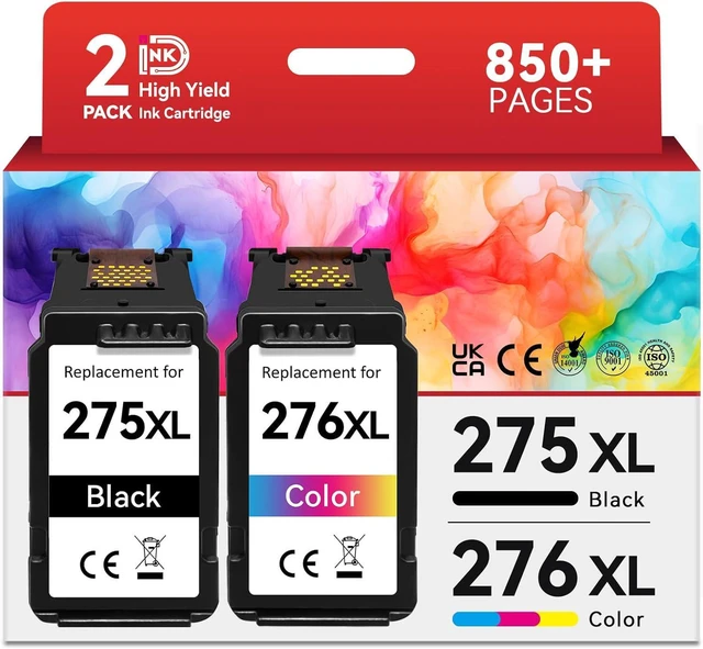 Main image of PG-275XL CL-276XL Compatible for Canon 275 and 276 Ink Cartridges Combo Pack PG 275 CL 276 XL Work for Canon Pixma TR4720 TS3720 TS3522 TS3520 TS3722 TS3500 TR4722 TR4723 TR4700 TS3700 Printer