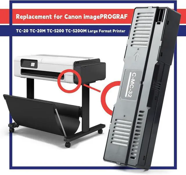 Alt view image 4 of 7 - MC-32 Maintenance Cartridge Replacement for Canon imagePROGRAF TC-20 TC-20M TC-5200 TC-5200M Large Format Printer, Upgraded MC32 Waste Ink Cartridges Maintenace Tank