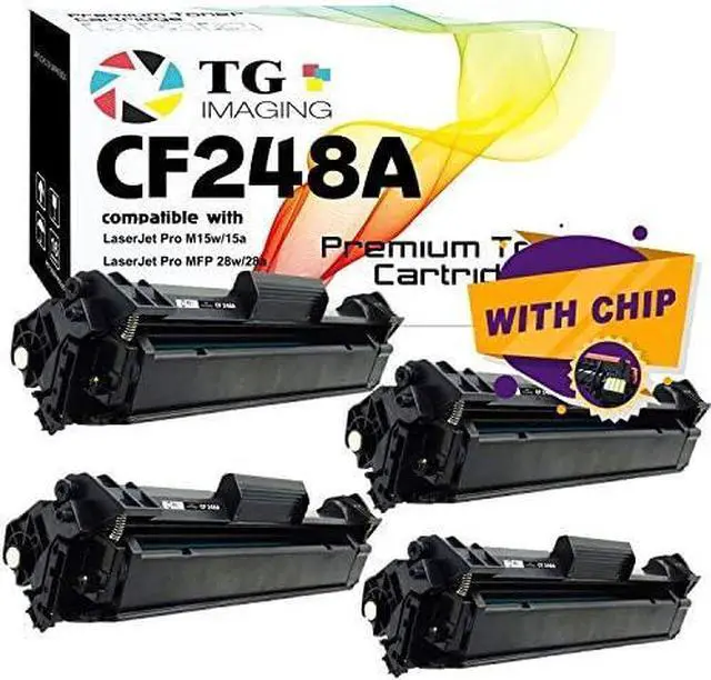 Main image of TG Imaging (4-Pack) Compatible CF248A 48A Toner Cartridge for use in HP Laserjet Pro M15w M15a M16a M16w M15 HP Laserjet Pro MFP M28w M28a M29w M29a Printer (Balck, with Chip)
