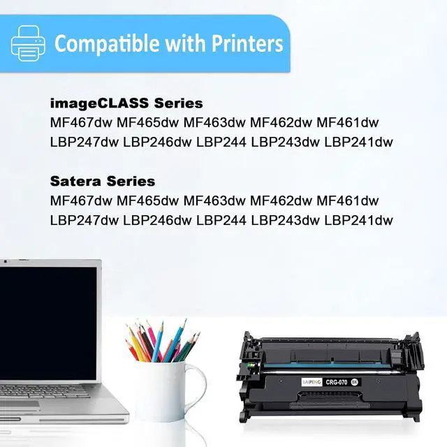 Alt view image 3 of 7 - Compatible 070 CRG070 CRG-070 ( 070 H 070H CRG070H ) Toner Cartridge Standard Capacity 3000 Pages for Canon imageCLASS MF461dw MF462dw MF465dw LBP243dw LBP246dw LBP247dw Printers (Black x1)