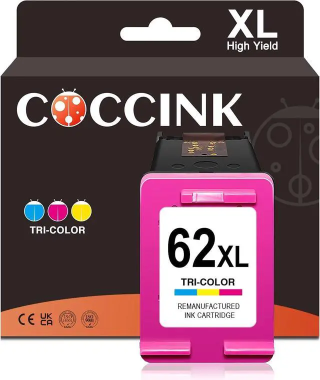 Main image of COCCINK 62XL (1 Tri-Color) Remanufactured Ink Cartridge Replacement for HP 62 XL for Envy 5660 7645 7640 5642 5643 5640 OfficeJet 250 5740 200 5746 5745 200 250 Printer