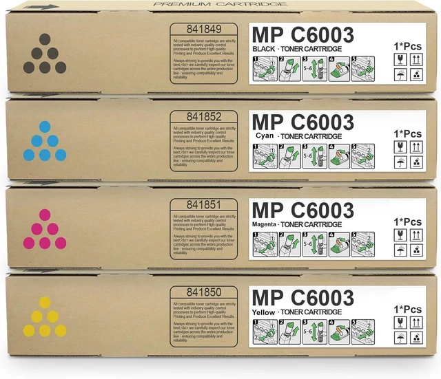 Main image of MP C6003 C4503 Toner Cartridge Set (4 Pack, 1BK/1C/1M/1Y) - 841849 841852 841851 841850 Toner Cartridge Replacement for Ricoh Aficio/Lanier/Savin MP C4503 MP C5503 MP C6003 Printer