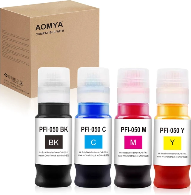Main image of Aomya PFI-050 Ink Refill PFI050 Pigment Ink Bottle Compatible with Canon imagePROGRAF TC-20 TC-20M Printer (4 x70ml,BCMY)