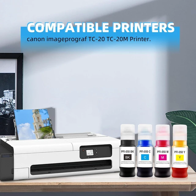 Alt view image 2 of 6 - Aomya PFI-050 Ink Refill PFI050 Pigment Ink Bottle Compatible with Canon imagePROGRAF TC-20 TC-20M Printer (4 x70ml,BCMY)