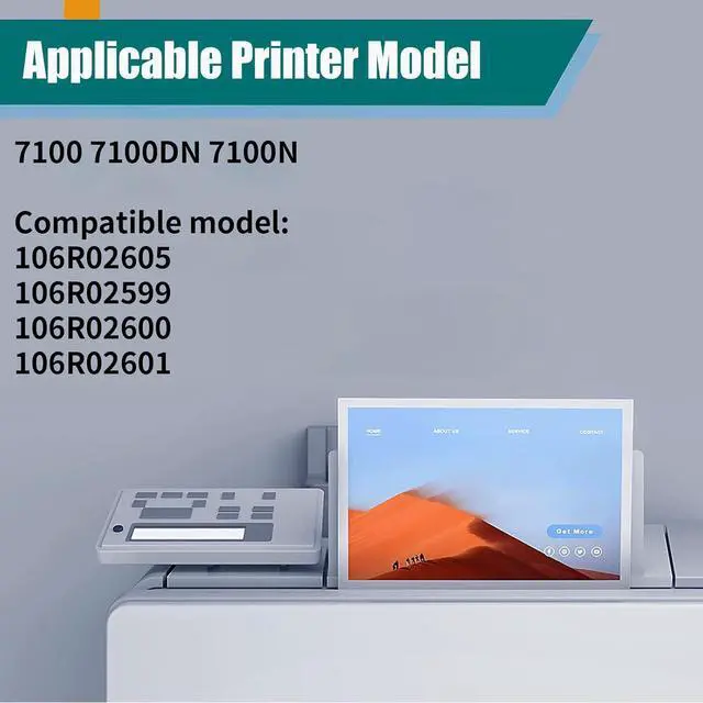 Alt view image 2 of 7 - Compatible 7100 Toner Cartridges Replacement for Xerox 106R02605 106R02599 106R02600 106R02601 Use for Phaser 7100 7100DN 7100N Printer (1Yellow)
