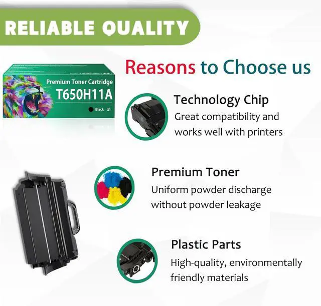Alt view image 4 of 7 - T650H11A Toner Cartridge Compatible for Lexmark T650H11A T650H21A Toner Cartridges Work for Lexmark T650DN T650DTN T650N T652DN T652DTN T652N T654DN T654DTN Printers