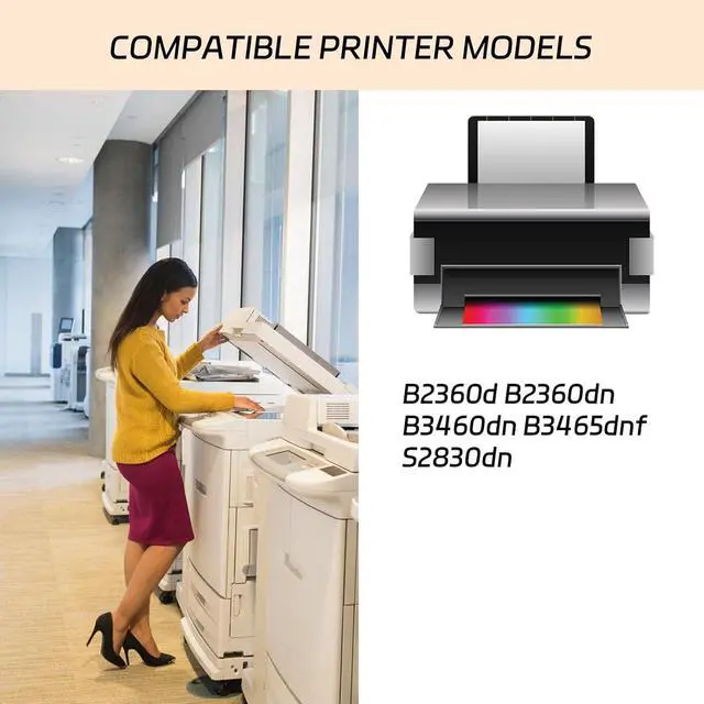 Alt view image 2 of 7 - Compatible for Dell 331-9811 Drum Unit Work for Dell B2360d B2360dn B3460dn B3465dnf S2830dn Printers, with Chip, High Yield 60000 Pages, Clear Printing (Black)