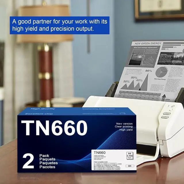 Alt view image 6 of 7 - TN660 TN-660 TN630 TN-630 Toner Cartridge 2 Pack High Yield Black Replacement for Brother TN 660 TN 630 MFC-L2720DW DCP-L2540DW MFC-L2700DW DCP-L2520D HL-L2320D MFC-L2740DW Printer Ink - with Chip