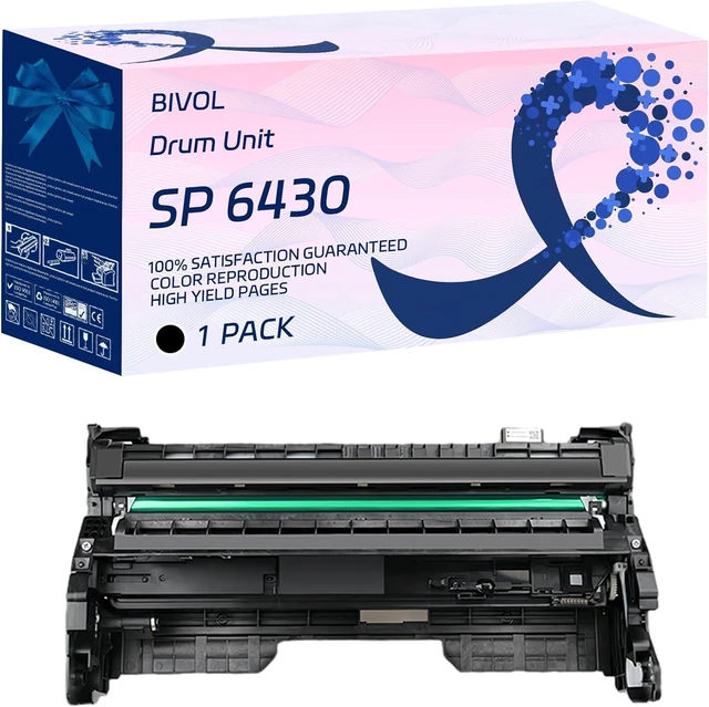 Main image of Compatible for Ricoh SP 6430 Drum Unit Work for Ricoh SP 6430DN Printers, with Chip, High Yield 25000 Pages, Vivid Colors (Black)
