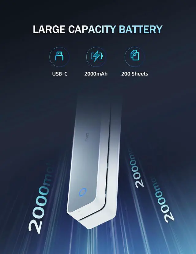 Alt view image 4 of 7 - PRT Portable Printer Bluetooth Thermal Printer Support 8.5" X 11" US Letter A4 A5, Compatible with iOS, Android & Laptop, Inkless Printer for Travel, Office, Home, School