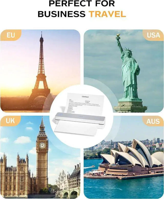 Alt view image 7 of 7 - PRT Portable Printer Bluetooth Thermal Printer Support 8.5" X 11" US Letter A4 A5, Compatible with iOS, Android & Laptop, Inkless Printer for Travel, Office, Home, School