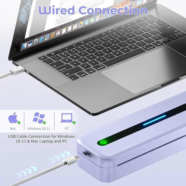 Alt view image 6 of 7 - Phomemo Portable Thermal Printer Wireless for Travel, Wireless Bluetooth Inkless Printer Support A4 & 8.5" X 11" US Letter, Compatible with Phone & Laptop, for Business/Home/School