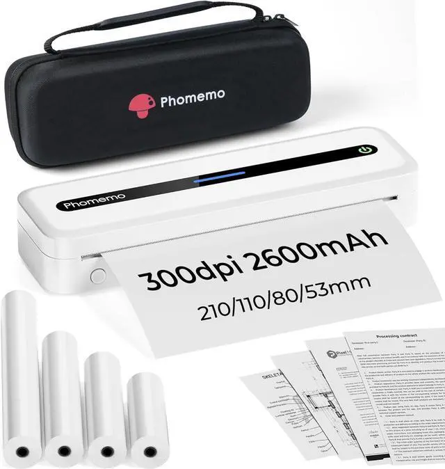 Main image of Phomemo Portable Printer Wireless for Travel, Inkless Thermal Printer Supports US Letter Thermal Paper, Compatible with Phone & Laptop, for Business, Office, School